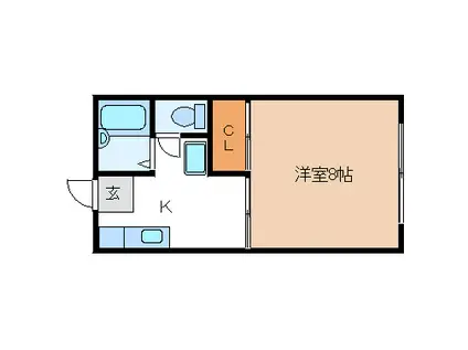 クレセントハウス米ヶ袋(1K/2階)の間取り写真