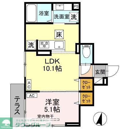 セレスティア上十条(1LDK/3階)の間取り写真