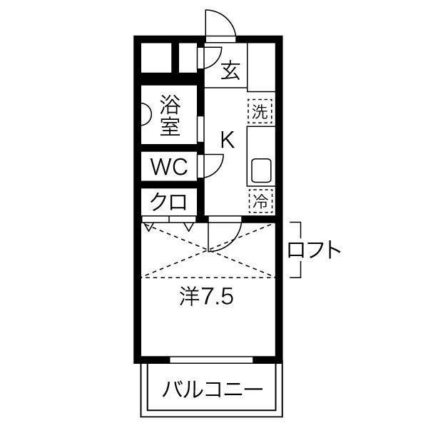 アクティブパレス旭ヶ丘(1K/2階)の間取り写真