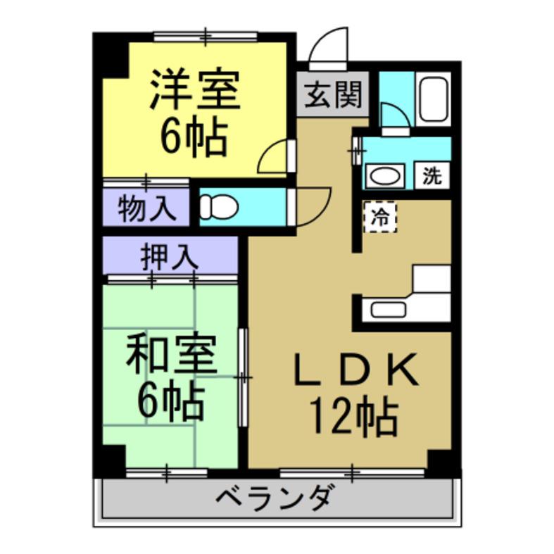 ユートピアタウンII(2LDK/6階)の間取り写真