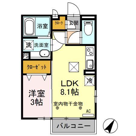 シャトレグラン(1LDK/1階)の間取り写真