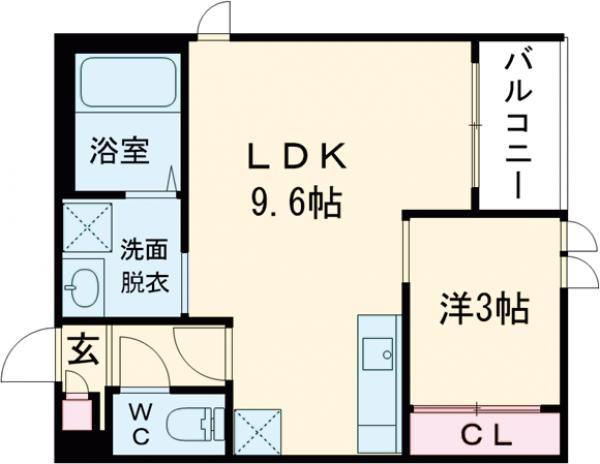 レガリスト戸畑(1LDK/1階)の間取り写真