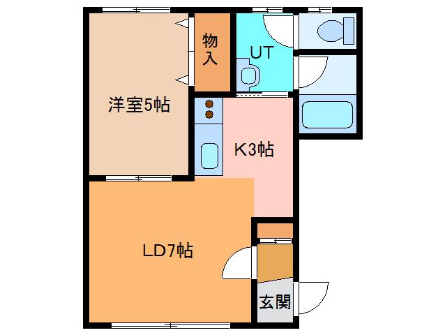 パリエトキアI(1LDK/2階)の間取り写真