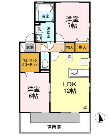 リビングタウン松縄A棟(2LDK/2階)の間取り写真