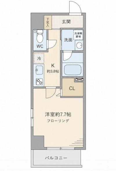 智光ビル(1K/4階)の間取り写真