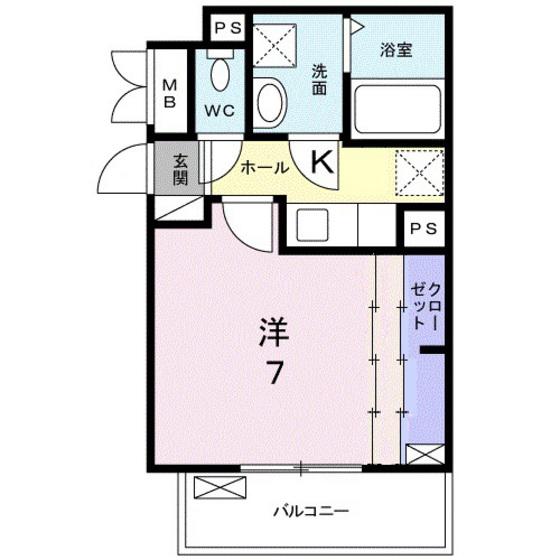 ネオ コンテ B(1K/2階)の間取り写真