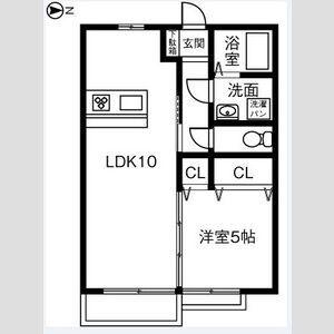 サンハイツ和佳(1LDK/1階)の間取り写真