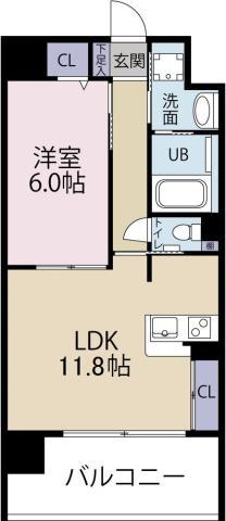 ヴァンドーム新蔵(1LDK/8階)の間取り写真