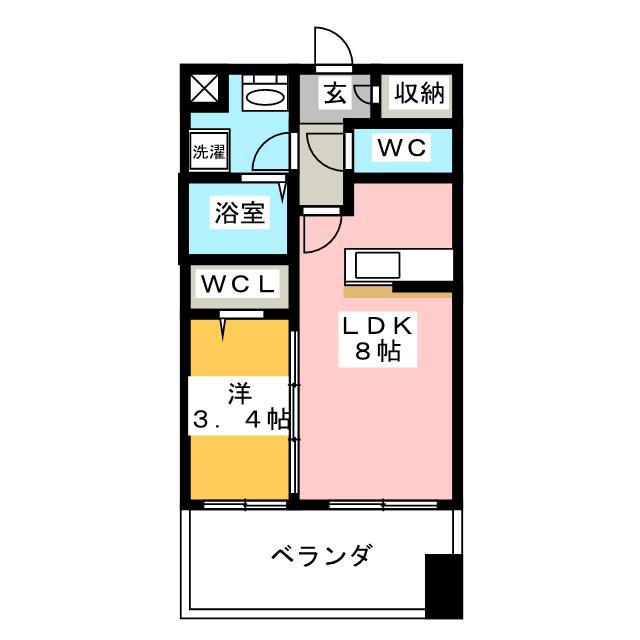 トラストレジデンス博多駅南(1LDK/14階)の間取り写真