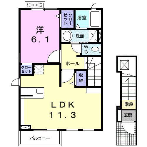 グラシオッソ(1LDK/2階)の間取り写真