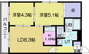 ロイヤルパレス23(2LDK/2階)の間取り写真