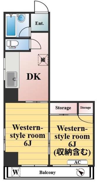 富永ビル(2DK/2階)の間取り写真