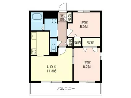 サンボナール(2LDK/2階)の間取り写真
