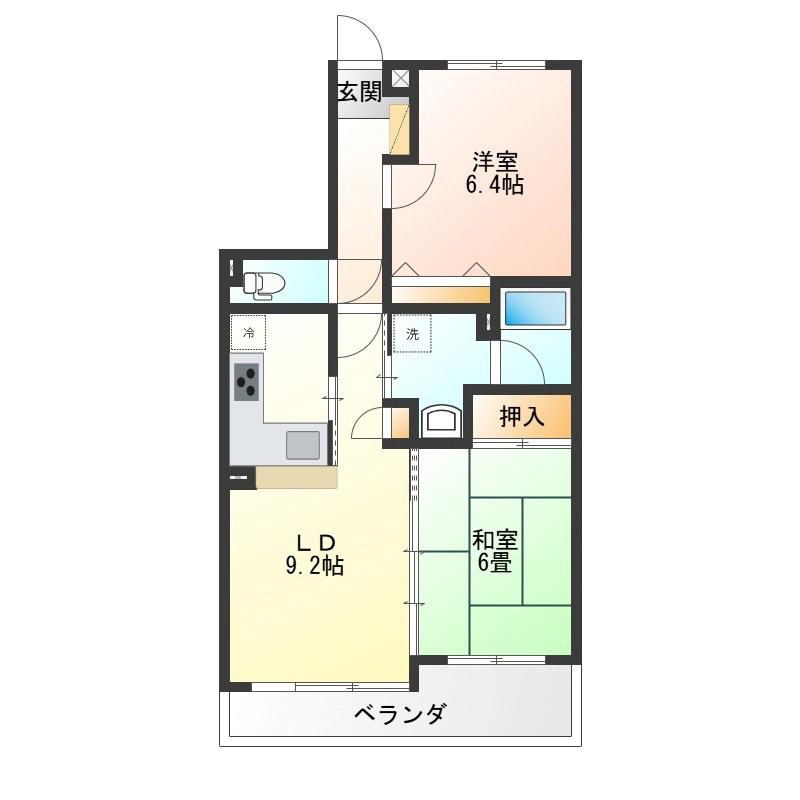 プラージュ今泉(2LDK/4階)の間取り写真