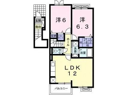 スモールヴィレッジII(2LDK/2階)の間取り写真