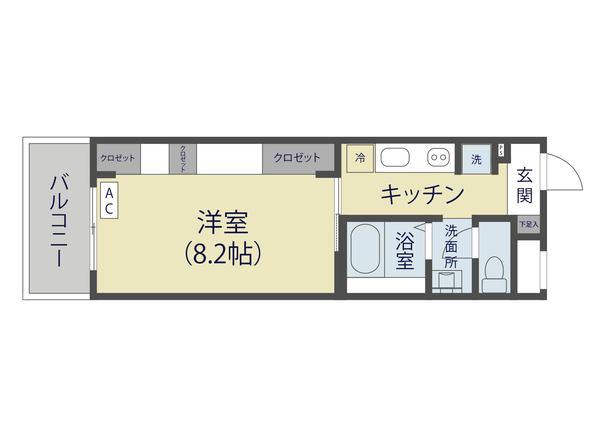 リブリ レオサード(1K/1階)の間取り写真