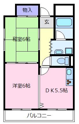 グランデ松原(2DK/2階)の間取り写真