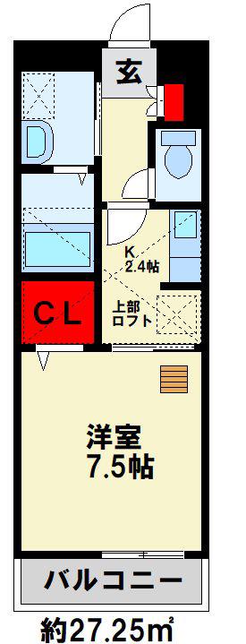 CROSS WAVE 嵐山(1K/3階)の間取り写真