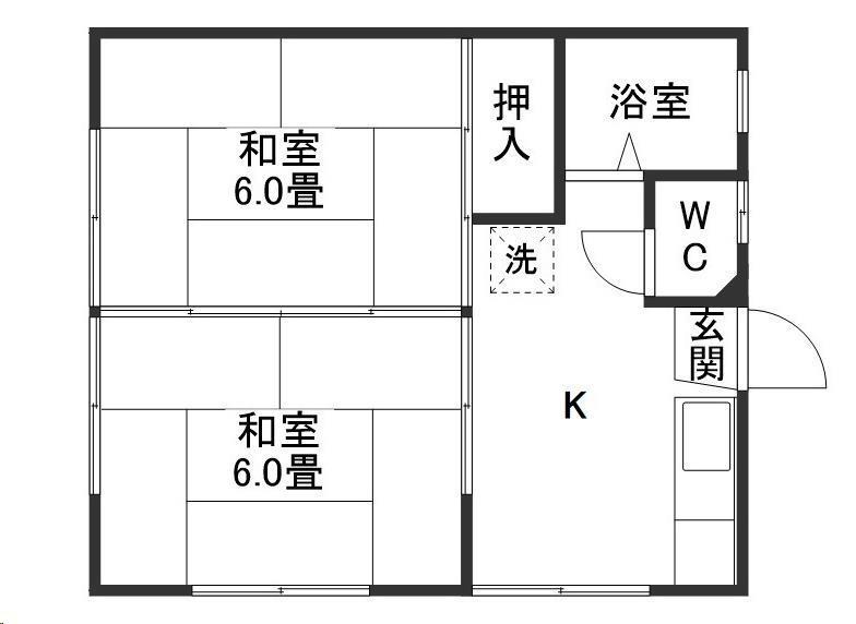 コーポ針生(2K/2階)の間取り写真