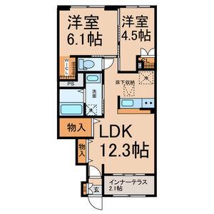 ファミリア尾西(2LDK/1階)の間取り写真
