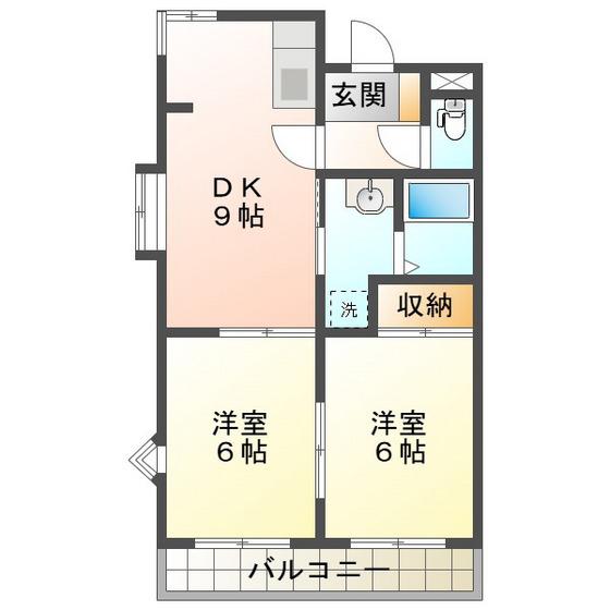 サニー藤水(2LDK/3階)の間取り写真