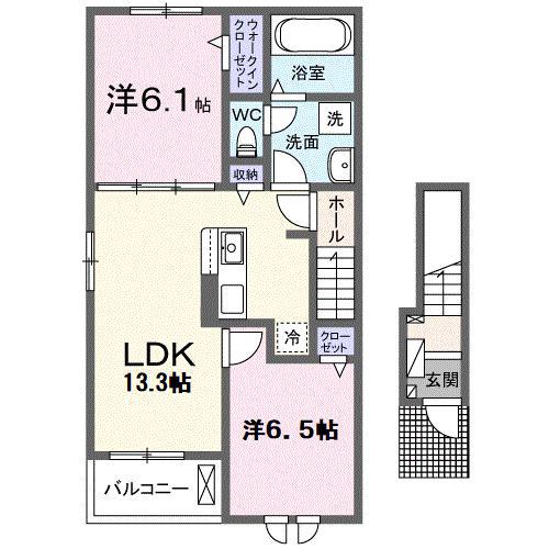 ロング ボワ シュド(2LDK/2階)の間取り写真