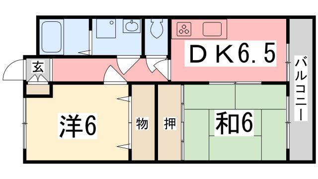 コーポナカノ(2DK/2階)の間取り写真