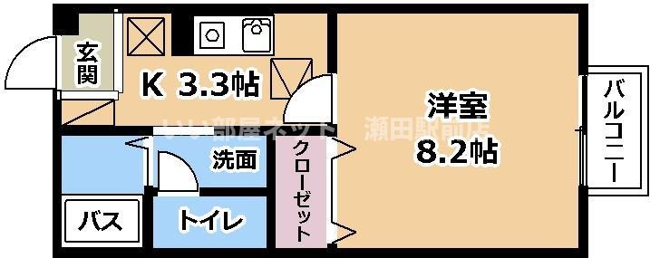 上萱の園(1K/1階)の間取り写真