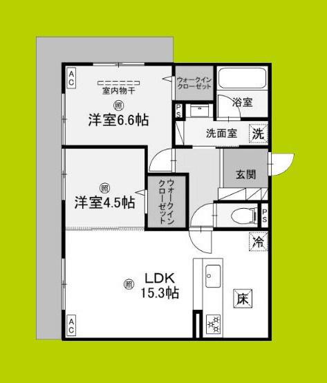 D-RESIDENCE南茨木II(2LDK/1階)の間取り写真