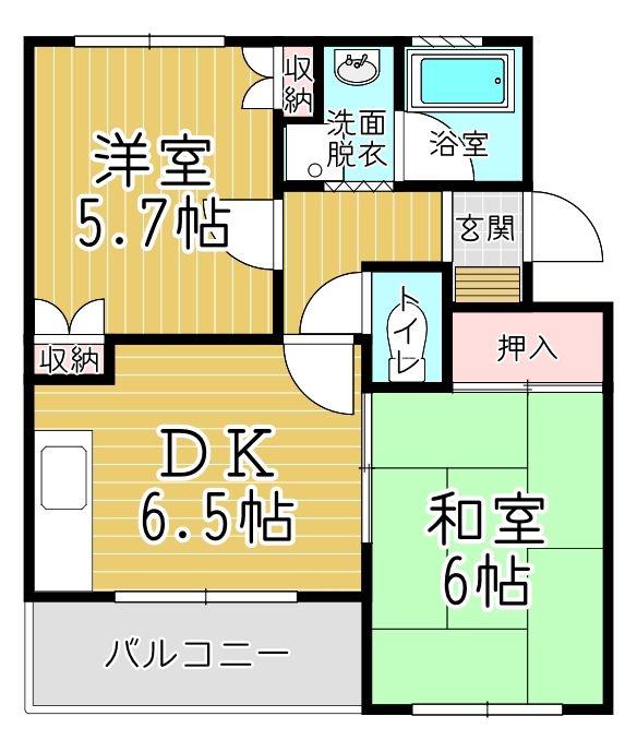 メルベーユ(2DK/3階)の間取り写真