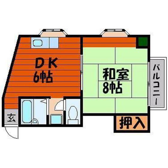 グリンベルI(1DK/3階)の間取り写真