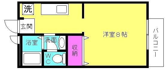 ハイネス本荘(1K/2階)の間取り写真
