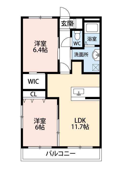 コルベーユ(2LDK/2階)の間取り写真