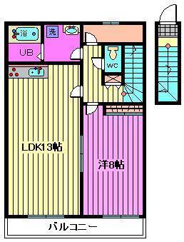 グリーンリッチ(1LDK/2階)の間取り写真