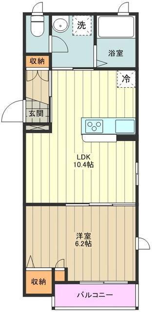 瑞雲ビル(1LDK/2階)の間取り写真
