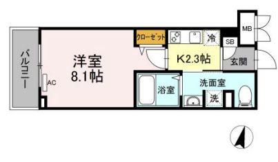 オリヴィエ宝町(1K/1階)の間取り写真