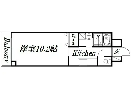 ドエルスイーツ(1K/3階)の間取り写真