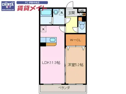 マエストロ御薗(1LDK/5階)の間取り写真