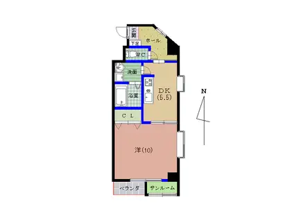 カスティージョ二の宮(1DK/3階)の間取り写真