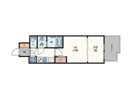 セレニテ東梅田アリエ(1DK/11階)の間取り写真