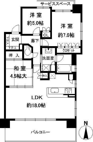 パークホームズ茨木西駅前町(3LDK/3階)の間取り写真