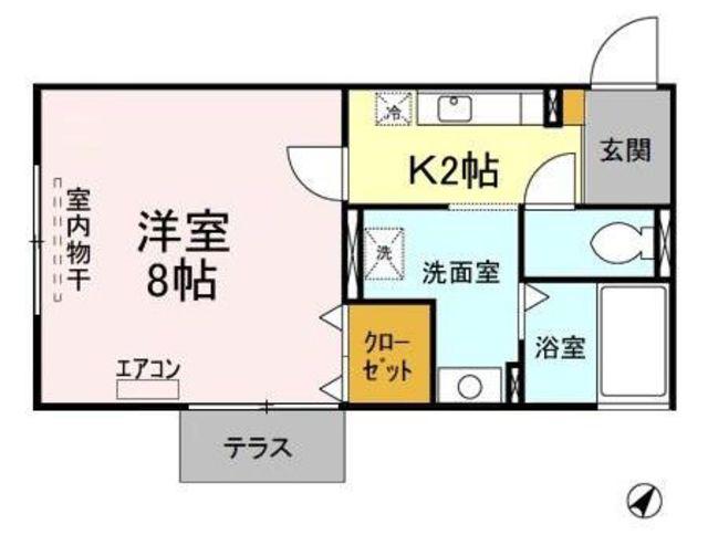 東京メトロ東西線 妙典駅 徒歩8分 2階建 築23年(1K/1階)の間取り写真