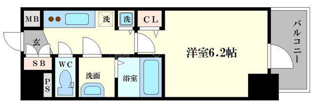 LC上本町カレント(1K/11階)の間取り写真