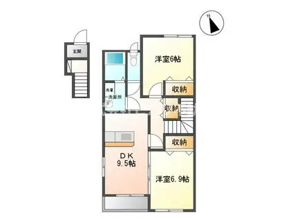 ティアモ(2DK/2階)の間取り写真