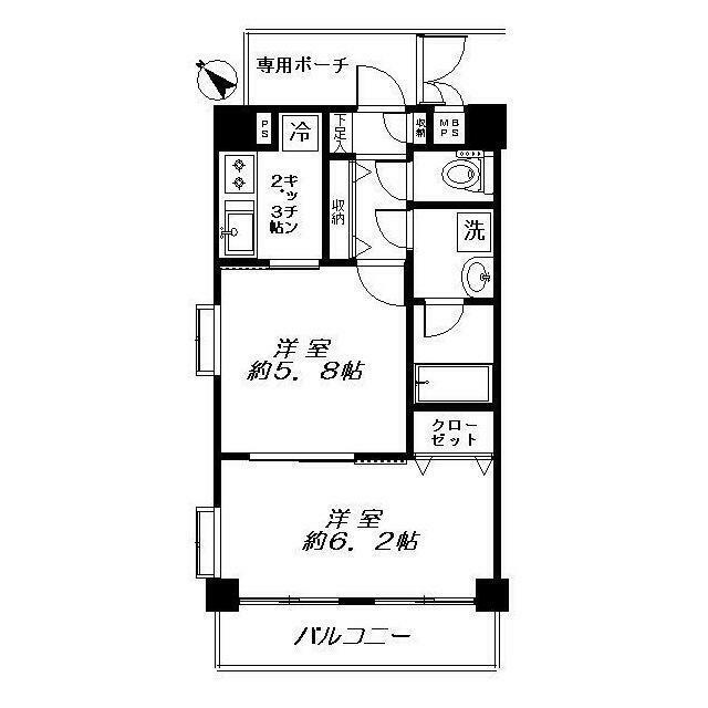 ハイシティ目黒弐番館(2K/7階)の間取り写真