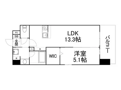 LE CEDRE天神橋(1LDK/2階)の間取り写真