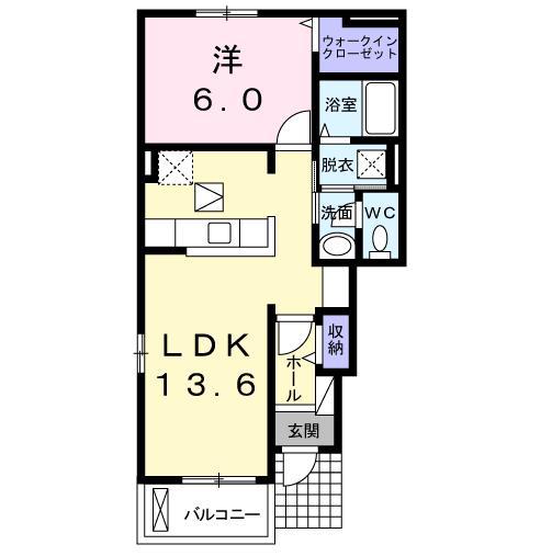 ロワンテール II(1LDK/1階)の間取り写真
