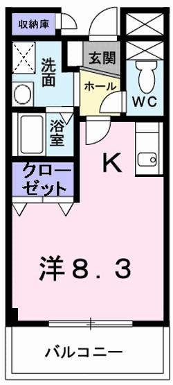 ラポールセタ(1K/2階)の間取り写真