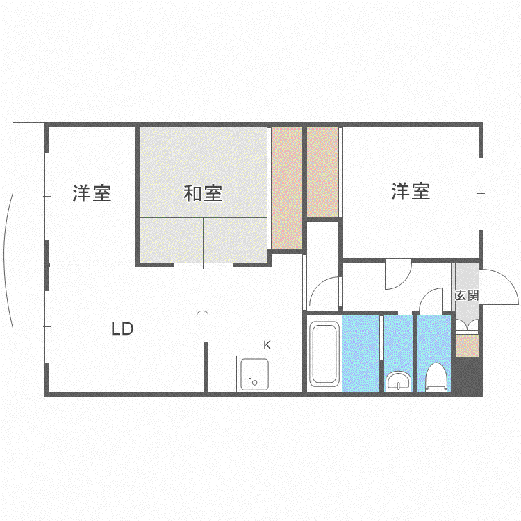 セザール北28条(3LDK/1階)の間取り写真