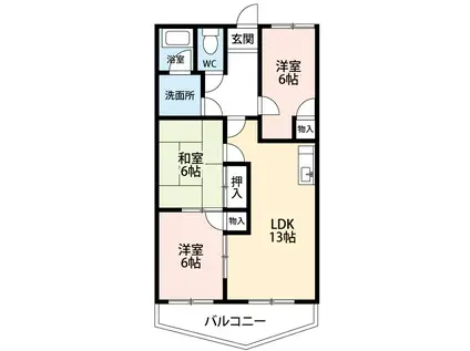 ポプラ通竜美(3LDK/3階)の間取り写真